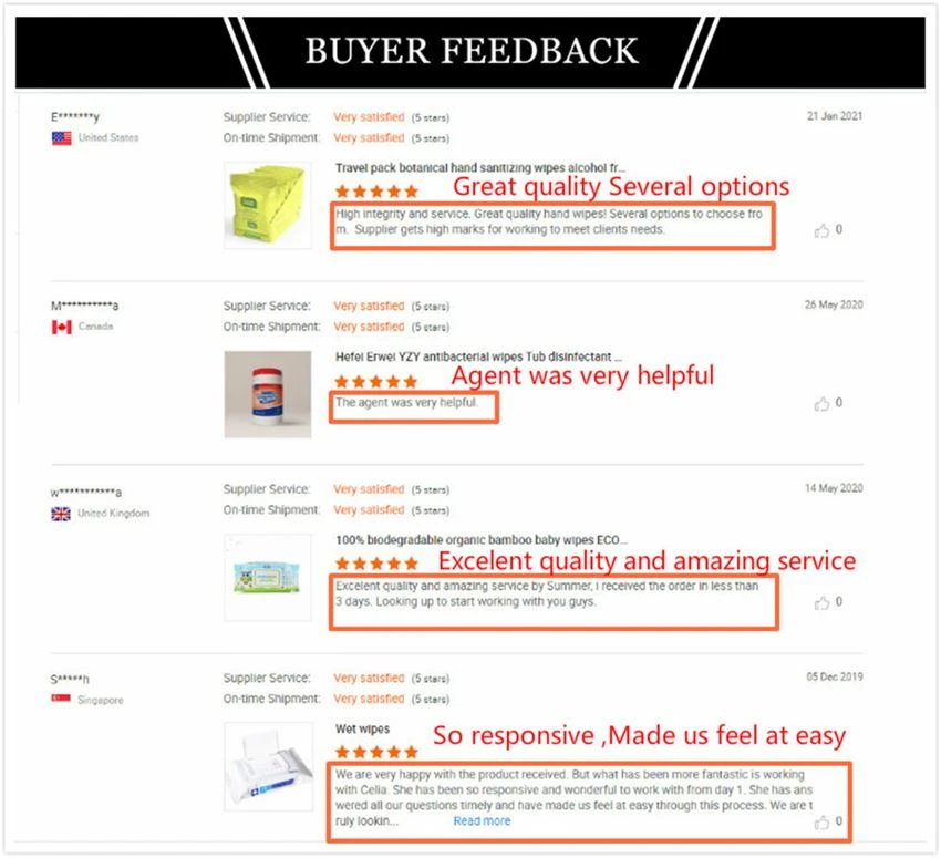 Wipes Buyer Feedback Wipes Buyer Feedback